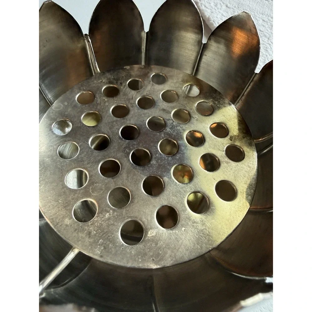 Vintage Silverplated Lotus Flower Frog Vase Made in Italy